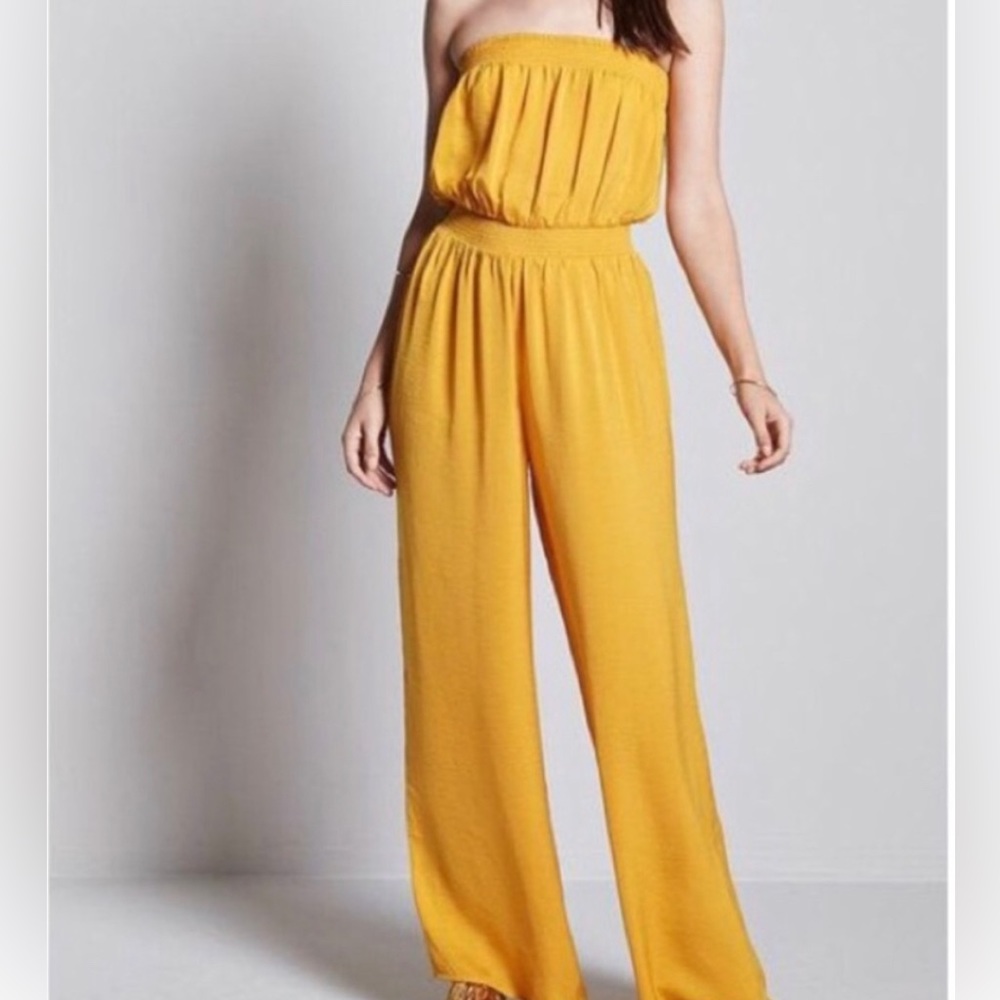 Forever 21 mustard jumpsuit